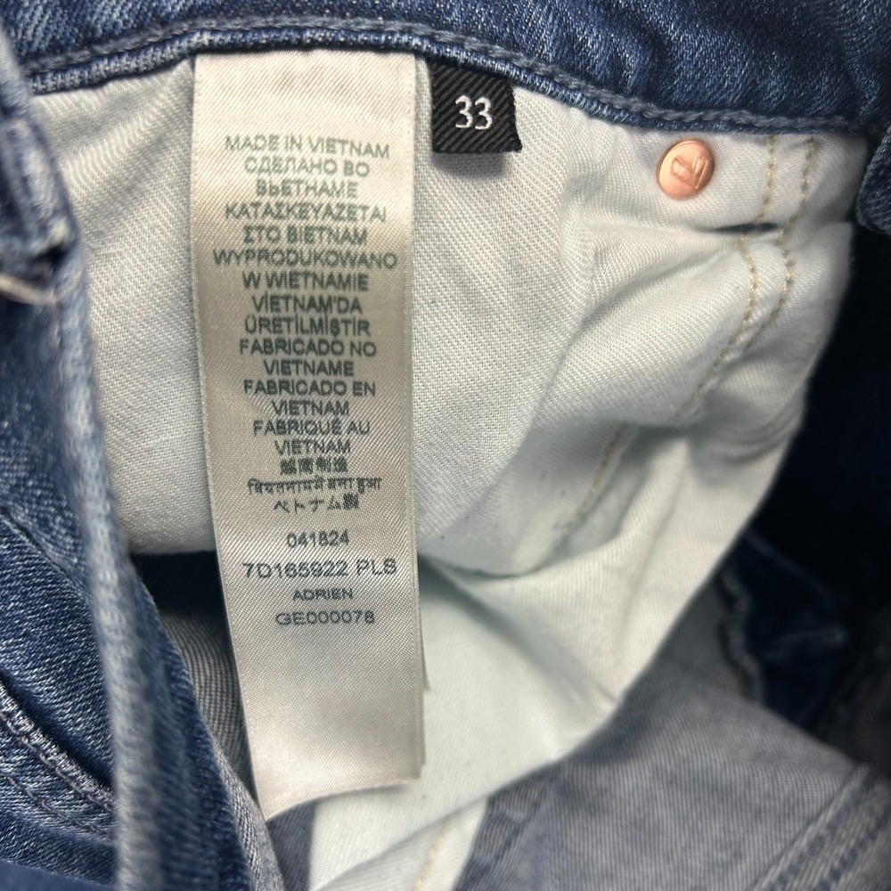 7 For All Mankind Adrien Straight Leg Jeans Mens 33 Blue Denim Whisker Stretch - Picture 8 of 14